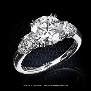 Leon Megé five-stone ring with an ideal-cut round diamond and graduated side stones set in platinum r7935