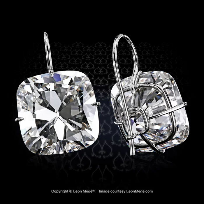 A pair of important diamond drops over 30 carat each called Brooklyn Twins in a pair of platinum drops by Leon Mege