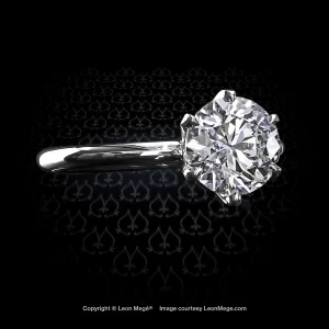 Leon Mege bespoke Tulip™ six-prong engagement ring superior to Tiffany's six-prong solitaire r7461