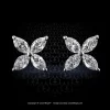 Leon Megé precision-forged diamond cluster studs with four prong-set marquises in each stud e8024