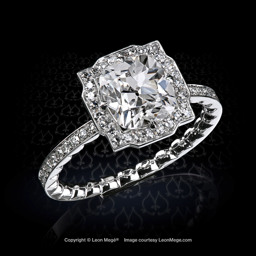 Art-Deco style engagement ring with hallmark Leon Mege craftsmanship