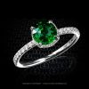 Leon Megé micro pave ring with sweet vivid-green tsavorite in a peek-a-boo halo r8120