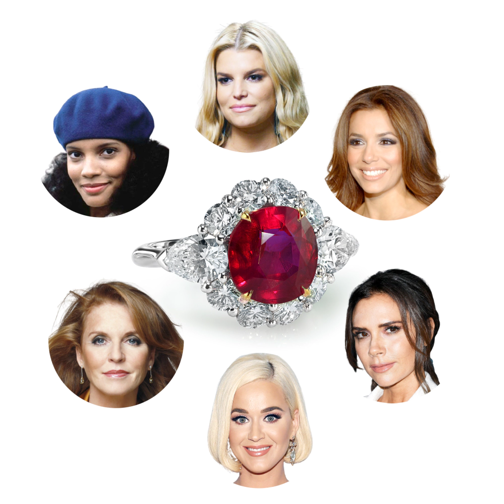 Celebrities with ruby as engagement gemstone