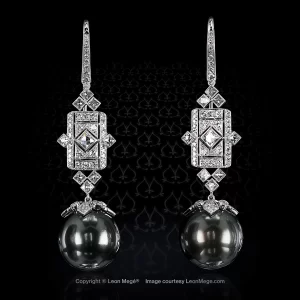 Leon Megé magnificent Art Deco-style chandeliers with French-cut diamonds and South Sea pearls e8226