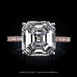 Leon Mege 401™ micro pave solitaire with an Asscher cut diamond in rose gold and platinum r8106