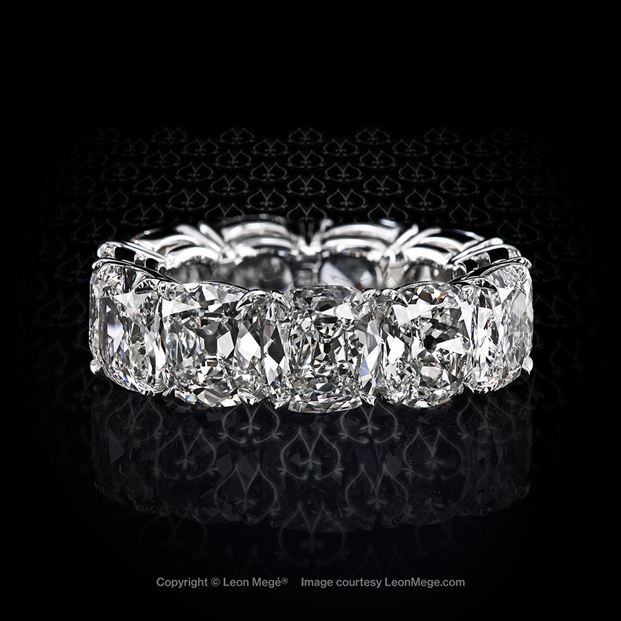 Leon Mege diamond eternity band featuring Antique cushion diamonds in a claw-prong platinum setting r8249