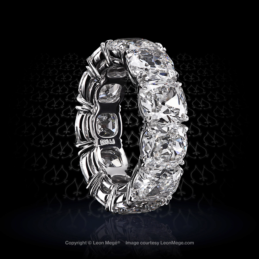 Leon Mege diamond eternity band featuring Antique cushion diamonds in a claw-prong platinum setting r8249