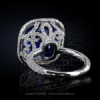 Leon Megé exquisite Burma sapphire statement ring precision-forged in platinum with micro pave r6702