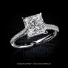 Leon Megé cathedral 401™ solitaire with a princess cut diamond in micro pave platinum mounting r8187