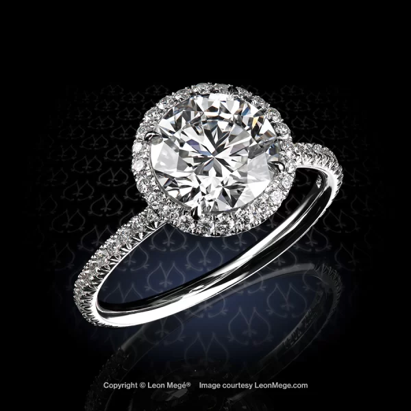 Leon Mege "The One and Only" 811™ engagement ring with a round diamond in a brilliant halo precision-forged in platinum r8240