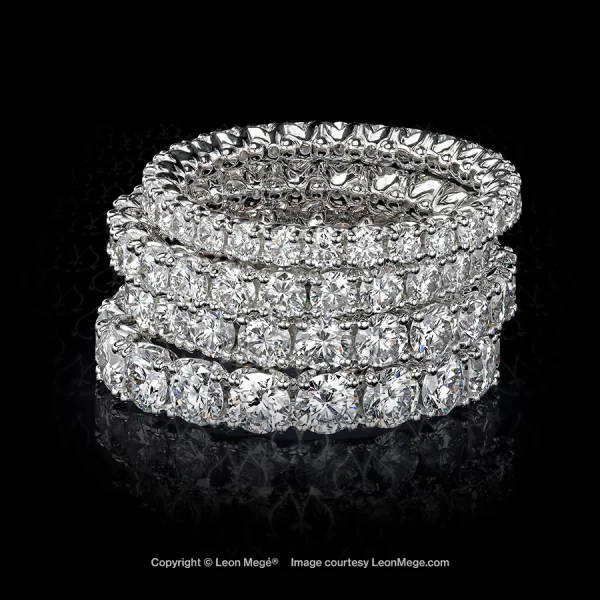 Exclusive Duvet wedding band eternity round diamonds by Leon Mege