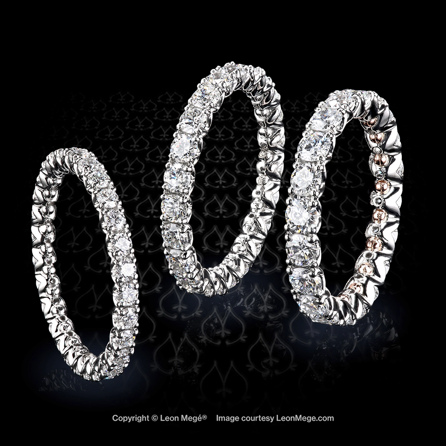 Exclusive Duvet wedding band eternity round diamonds by Leon Mege