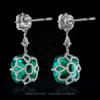 Leon Megé ear drops with Asscher cut diamonds and Colombian emeralds in micro pave baskets e7769