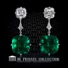 Leon Megé ear drops with Asscher cut diamonds and Colombian emeralds in micro pave baskets e7769