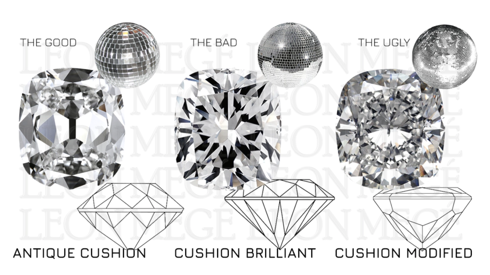 Cushion cut comparison modern vs antique