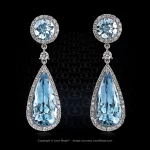 Convertible aquamarine platinum drop earrings e8245