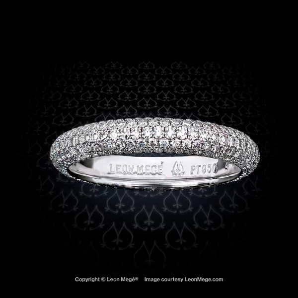 Micro pave wedding band with five rows of single cut diamonds