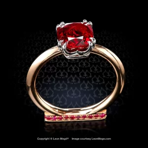 Leon Mege right-hand Flamingo ring with cushion pigeon-blood red spinel and ruby pave r8261