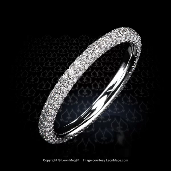 203 Micro pave wedding band with three rows of pave in platinum