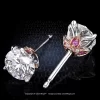 Leon Megé bespoke "Lotus" diamond studs with pink sapphire accents in platinum and rose gold e8705