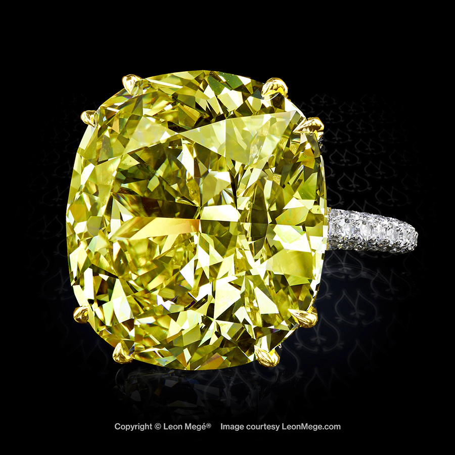 Leon Mege 423™ right-hand-ring with fancy-yellow diamond with two-tone micro pave r6910