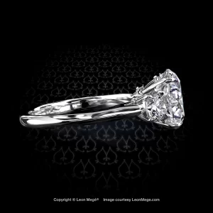 Leon Mege classic trinity ring, featuring 2.91-carat round diamond and round side stones.