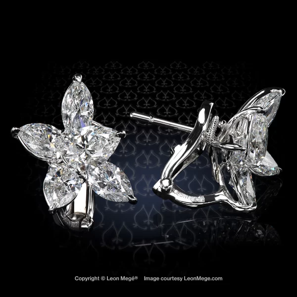 Leon Mege classic cluster clips set with diamond pears and marquises
