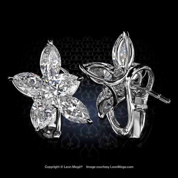 Leon Mege classic cluster clips set with diamond pears and marquises