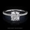 Elegant 401™ solitaire with a natural cushion diamond illuminated by the sizzling diamond pave on the shank.