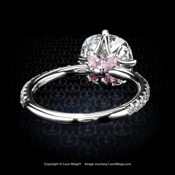 Leon Megé Lotus™ engagement ring with True Antique™ cushion and fancy-pink marquise diamonds r8343