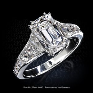 Leon Mege Mon Cheri™ platinum solitaire with a True Antique™ cushion and French cut diamonds r8501