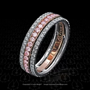 Leon Mege Marina™ band with white and pink diamonds is an elegant way to showcase your love