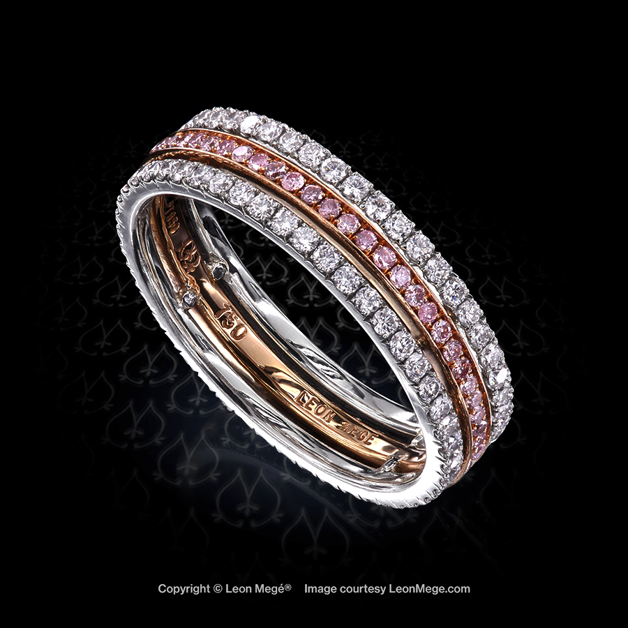 Leon Megé triple-strand Marina™ band, featuring fancy pink and colorless natural diamonds r5432