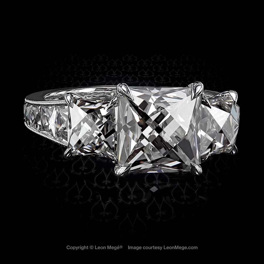 Leon Megé "Paris at Night" couture ring with French cut diamonds r5455