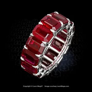 Leon Megé shared-prong eternity band clustered with precious Burmese rubies r5593