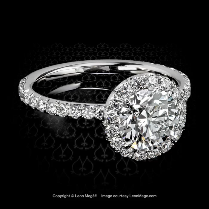 Leon Megé 811 Adrianna™ halo ring with a round diamond in single claw prongs r5708