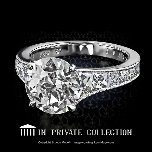 Leon Megé Mon Cheri™ engagement ring with OEC diamond and channel-set French cut diamonds r5747