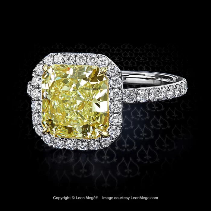 Leon Megé 811™ halo ring with a fancy yellow diamond and white micro pave r5779