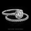 Leon Mege 401™ cathedral solitaire with a round diamond accented with micro pave r5846