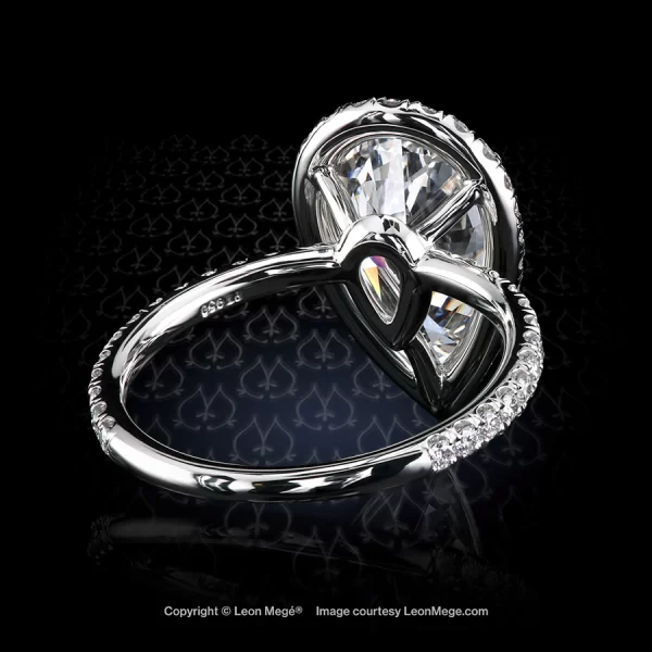 Leon Megé 811™ engagement ring featuring a pear-shape diamond in micro pave halo r8178