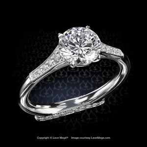 Leon Megé "1775" cathedral solitaire with a round diamond and graduated pave-set shoulders r2009