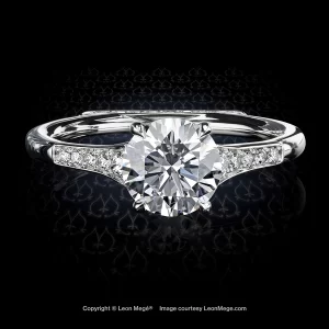 Leon Megé "1775" cathedral solitaire with a round diamond and graduated pave-set shoulders r2009