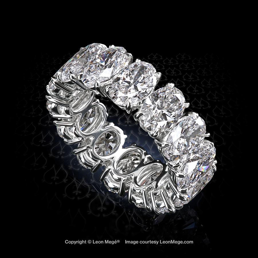 Leon Megé bespoke platinum eternity band with the finest natural oval diamonds r8038