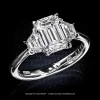 Leon Megé classic three-stone ring with an emerald-cut diamond and step-cut trapezoid r8224