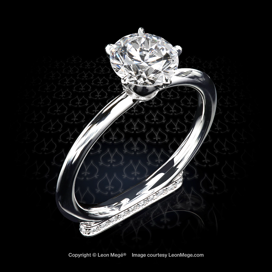 Leon Megé exclusive five-prong crown-style Polaris solitaire with a round diamond r2012