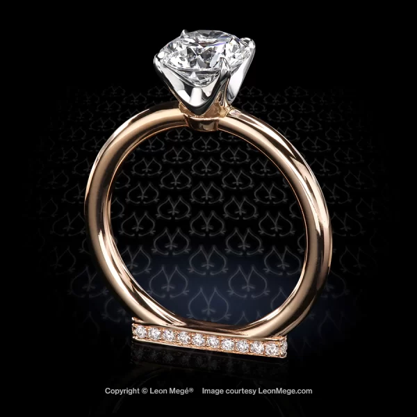 Leon Megé exclusive four-prong crown-style solitaire with a round diamond r2012
