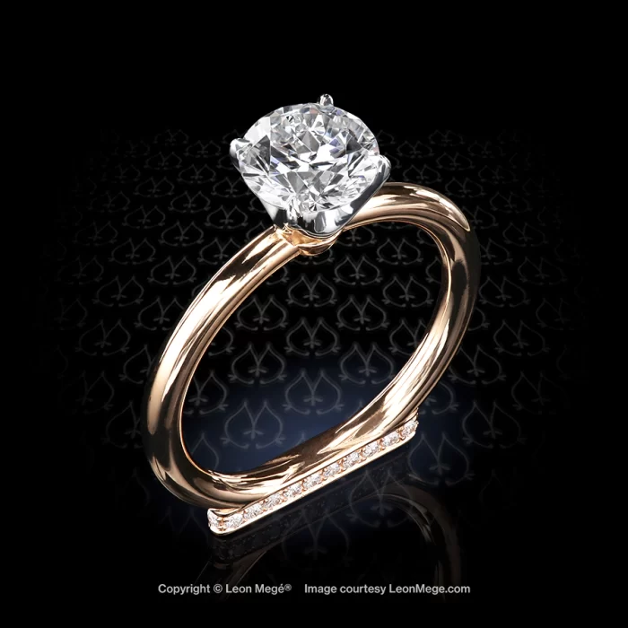 Leon Megé exclusive "Milano" four-prong crown-style solitaire with a round diamond r2012
