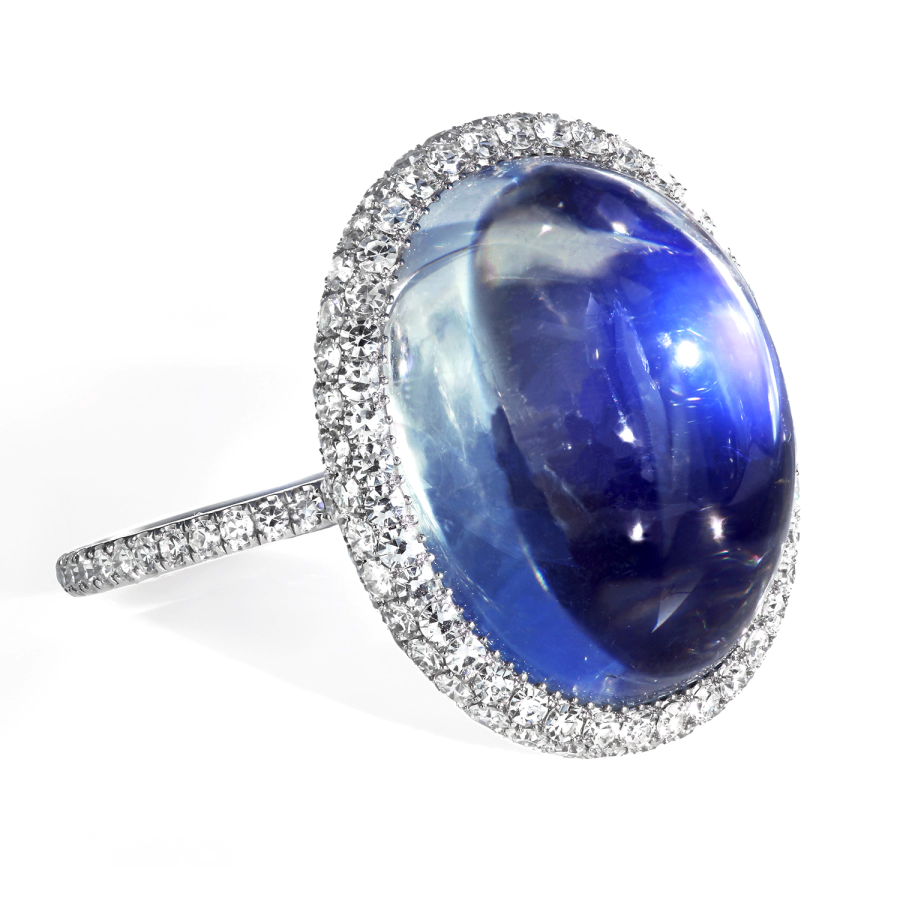 Leon Megé extraordinary right-hand ring with an important moonstone cabochon and diamonds r4827
