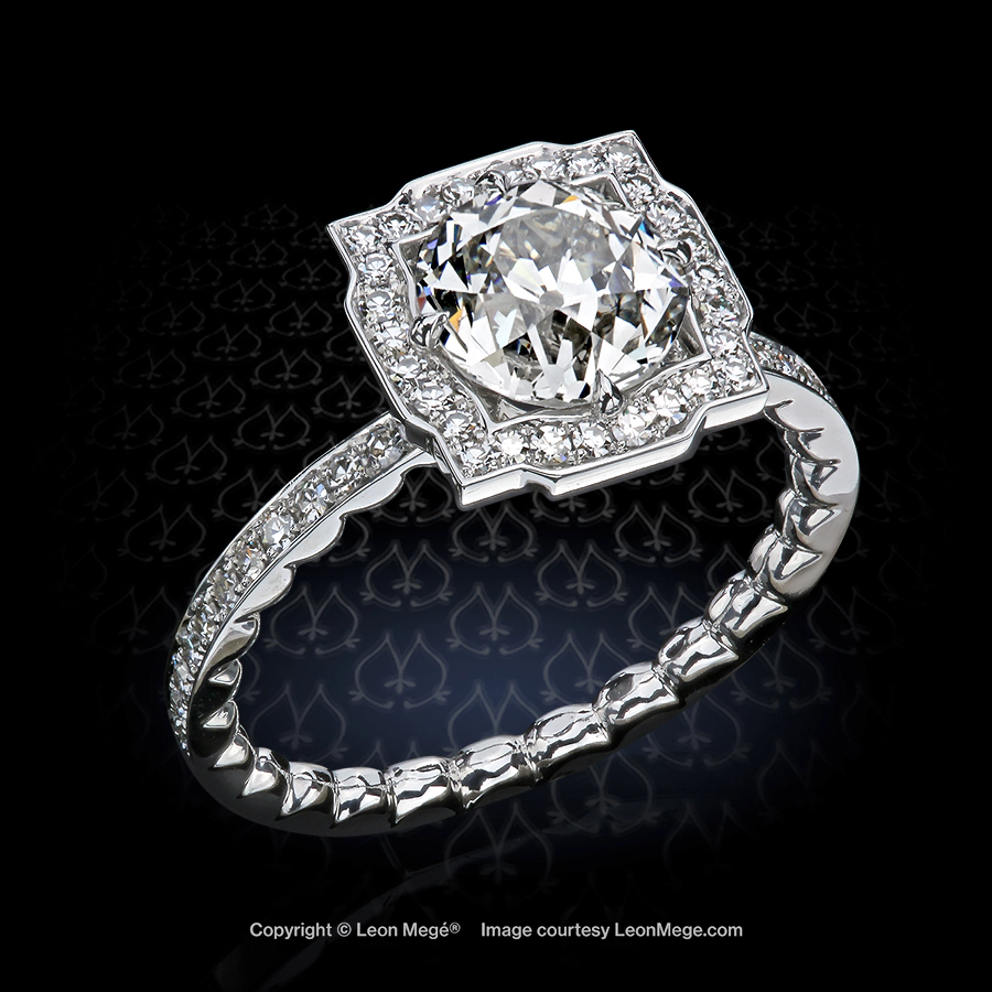 Leon Megé bespoke engagement ring with an Old European cut diamond in platinum r7505