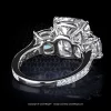 Leon Megé three-stone ring featuring a cushion diamond flanked by two matching diamond cushions r7828